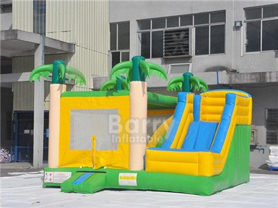 Jungle Theme Palm Tree Bounce House With Slide By-Ic-035